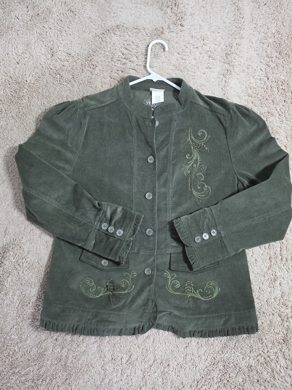 Forest Green Embroidered Corduroy Jacket